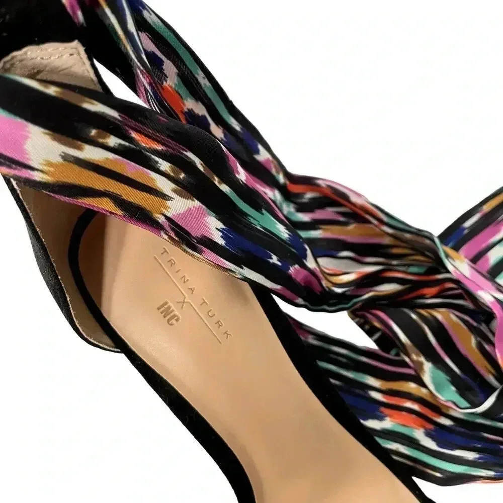 Trina Turk x INC Women's Kanata Colorful Ankle Wrap Black Heel Sandals Size 9 - Picture 5 of 6